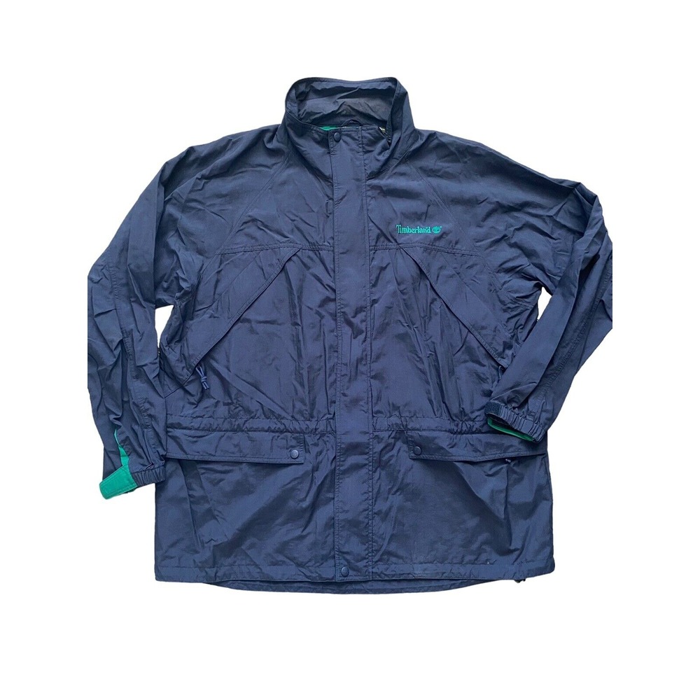 Timberland Vintage Hooded Jacket Size XL Weathergear RARE Green Blue‎ Rain